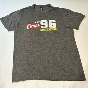 Raising Cane’s Graphic T-Shirt Size Large Gray EST 96 One Love